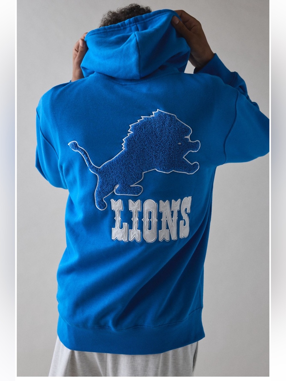 NWT Detroit Lions Chenille Patch Hoodie Small